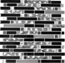 Glasmosaik Stäbchen Edelstahl silber schwarz Fliesenspiegel Küchenwand MOS67-GV478