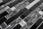 Glasmosaik Stäbchen Edelstahl silber schwarz Fliesenspiegel Küchenwand MOS67-GV478