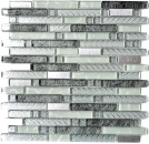 Aste di mosaico in vetro tessere di mosaico in acciaio inox bianco grigio argento MOS87-MV698