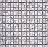 Glasmosaik Mosaikfliese Aluminium silber grau Resin Spritzschutz Küche Bad Fliesenspiegel Wand WC - MOS92-0202