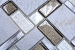 Handmuster Mosaikfliese Transluzent Aluminium wie hellbeige Kombination Glasmosaik Crystal Stein Alu weiß und beige MOS49-FK01_m
