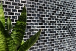 Piastrella di mosaico dipinta a mano Backsplash di piastrelle Nero traslucido Brick Mosaico di vetro Pietra di cristallo nero MOS87-b1128_m