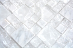 Piastrella di mosaico dipinta a mano Mosaico di vetro combinato bianco traslucido Pietra di cristallo bianca MOS87-v1411_m