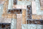 Hand-patterned mosaic tile Translucent light brown Herringbone glass mosaic Crystal stone emperador light MOS87HB-1253_m