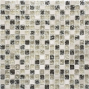 Glasmosaik Naturstein Mosaikfliese graugrün hellgrau anthrazit klar Bruchglas Marmor Küchenfliese - MOS92-1052