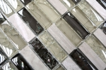 Handmuster Mosaikfliese Transluzent graugrün Stäbchen Glasmosaik Crystal Stein graugrün MOS87-S1252_m