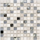 Naturstein Rustikal Mosaikfliese Glasmosaik Marmor hellgrau silber beige Milchglas Fliesenspiegel Wand Küche Bad WC - MOS92-HQ20