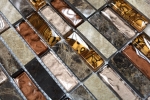 Handmuster Mosaikfliese Transluzent beige braun Stäbchen Glasmosaik Crystal Stein beige braun MOS87-1310_m