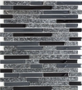 Glasmosaik Naturstein Stäbchen Mosaikfliesen grau schwarz dunkelgrau anthrazit Wandverblender Küche Bad - MOS86-0208