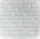 Naturstein Rustikal Mosaikfliese Glasmosaik Marmor Milchglas weiß klar gefrostet Fliesenspiegel Wand Bad Küche WC - MOS82-0111