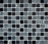 Glasmosaik Naturstein Mosaikfliesen Rustikal steingrau schwarz anthrazit graphit Fliesenspiegel Küchenrückwand - MOS62-0302-GN
