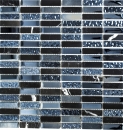 Mosaikfliese Transluzent grau schwarz Stäbchen Glasmosaik Crystal Stein grau schwarz MOS87-0302_f