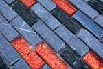Piastrella di mosaico dipinta a mano grigio traslucido nero mosaico di vetro composito Pietra di cristallo grigio nero rosso MOS87-0429_m