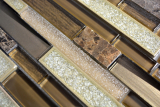 Échantillon manuel Carreau de mosaïque Céramique translucide brune composite Mosaïque de verre Crystal pierre céramique brune MOS87SO-1258_m