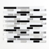 pellicola adesiva in vinile autoadesiva a mosaico bianco argento nero backsplash di piastrelle cucina