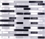 selbstklebende Mosaik Stäbchen Optik Vinyl Klebefolie weiss silber anthrazit Fliesenspiegel Küche