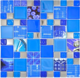 Mosaico di vetro tessere di mosaico blu argento blu scuro muro piastrelle backsplash cucina bagno