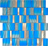 Glasmosaik Mosaikfliesen Aluminium ocean blau Wand Fliesenspiegel Küche Bad