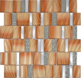 Aluminum mosaic glass mosaic ALU brown wall tile mirror kitchen shower bathroom_f | 10 mosaic mats