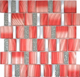 Aluminium Mosaik Glasmosaik ALU rot Wand Fliesenspiegel Küche Dusche Bad_f | 10 Mosaikmatten