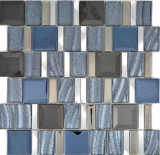 Aluminum mosaic glass mosaic ALU silver wall tile mirror kitchen shower bathroom_f | 10 mosaic mats