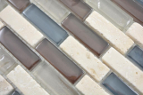 Hand sample translucent mosaic composite glass mosaic stone botticino clear gray brown MOS88-0213 _m