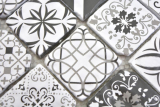 Mano modello trasparente cristallo vetro mosaico retro bianco e nero muro piastrelle backsplash cucina bagno MOS63-0103_m
