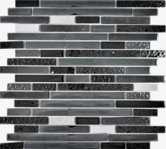 Glasmosaik Stäbchen Mosaikfliesen Edelstahl Artificial Grafit schwarz anthrazit silber