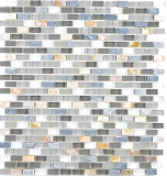 Transluzent    Glasmosaik Verbund Stein Muschel grau Mosaikfliese Wand Fliesenspiegel Küche Bad MOS86-0002_f