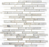 Marmor Mosaik Verbund Stein grau weiss Mosaikfliese Wand Fliesenspiegel Küche Bad MOS87-0201_f
