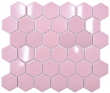 Ceramica mosaico esagono rosa antico lucido mosaico piastrelle parete backsplash cucina bagno MOS11H-1112_f