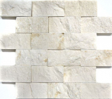 Kalkstein Mosaik Naturstein Splitface Steinwand weiß creme Brick Limestone 3D Optik Fliesenspiegel - MOS29-49792