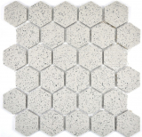 Piastrella di mosaico esagonale in ceramica crema bianca esagonale maculata non smaltata parete di piastrelle antiscivolo - MOS11G-0103-R10