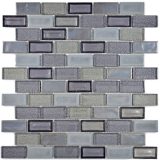 Carreau de mosaïque Céramique translucide gris Brick Mosaïque de verre Crystal Céramique vieux gris MOS83IC-0229_f