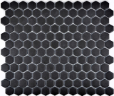 Hexagonale Sechseck Mosaik Fliese Keramik schwarz unglasiert rutschsicher Duschtasse Boden Badfliese - MOS11A-0304-R10