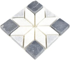Mini Naturstein Einleger Travertin Dekor marmorweis hellgrau anthrazit Boden Sauna Wand Bad Küche WC - MOSDEKO13
