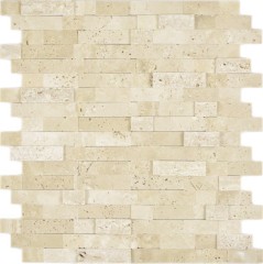 selbstklebende Verbund Mosaikstäbchen Naturstein Traverin beige Fliesenspiegel Küche Wand Optik MOS200-M42