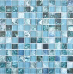 Quadrat Crystal mix greenblue/ocean Mosaikfliese Wand Fliesenspiegel Küche Dusche Bad MOS74-0605_f