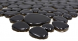 Handmuster Kieselmosaik Pebbles Keramik schwarz Spots Duschtasse Fliesenspiegel MOS12-0302_m
