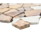 Handmuster Mosaik Fliese Marmor Naturstein beige rot Bruch Ciot RossoCream MOS44-30-130_m