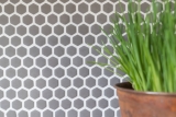 Handmuster Mosaik Fliese ECO Recycling GLAS Hexagon Enamel graubraun matt MOS140-HX15G_m