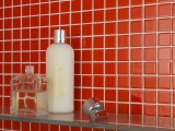 Handmuster Mosaikfliese Fliesenspiegel Transluzent rot Glasmosaik Crystal rot BAD WC Küche WAND MOS60-0904_m