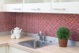 Handmuster Mosaikfliese Transluzent rot Glasmosaik Crystal Resin rot BAD WC Küche WAND MOS92-0904_m