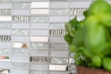 Hand-painted mosaic tile Translucent stainless steel white rods Glass mosaic Crystal steel white glass MOS87-0102_m