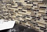 Piastrella di mosaico dipinta a mano Backsplash di piastrelle Mosaico di vetro composito traslucido beige scuro Crystal stone emperador dark MOS87-V1355_m