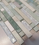 Hand-painted mosaic tile Tile backsplash Translucent gold light green Composite glass mosaic Crystal stone Onyx gold MOS87-MV738_m
