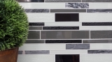 Hand-painted mosaic tile Tile backsplash Translucent gray black Composite glass mosaic Crystal stone clear gray black MOS67-GV34_m