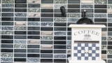 Piastrella di mosaico dipinta a mano Backsplash di piastrelle Traslucido grigio argento nero Rettangolo Mosaico di vetro Pietra di cristallo nero MOS87-SM88_m