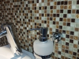 Handmuster Mosaikfliese Fliesenspiegel Transluzent beige braun Glasmosaik Crystal Stein beige braun MOS92-1206_m