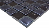 Handmuster Mosaikfliese Transluzent grau schwarz Glasmosaik Crystal Stein grau schwarz MOS82-0208_m